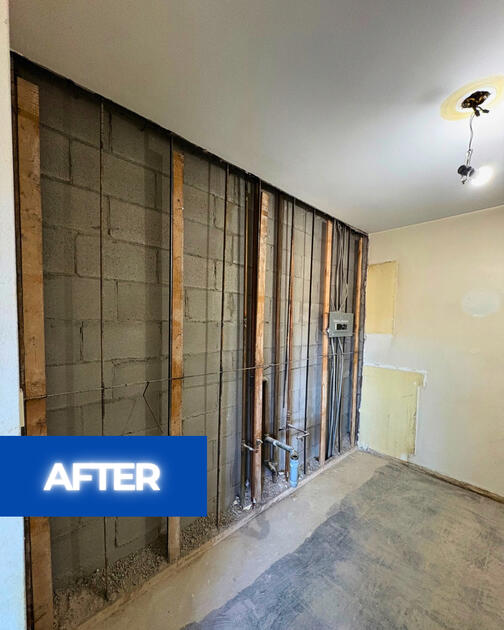 Apartment kitchen after demolition