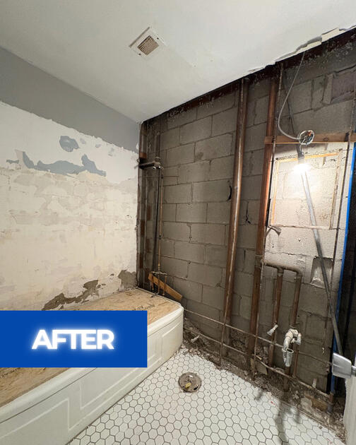 Apartment bathroom demolition after